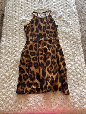 Leopard Print Halter Dress - Brown & Black